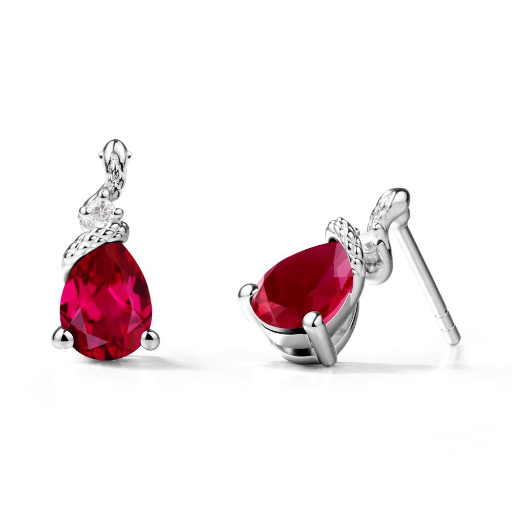 Pear Shaped Ruby Sanke Earrings - LUO Jewelry #metal_14k white gold
