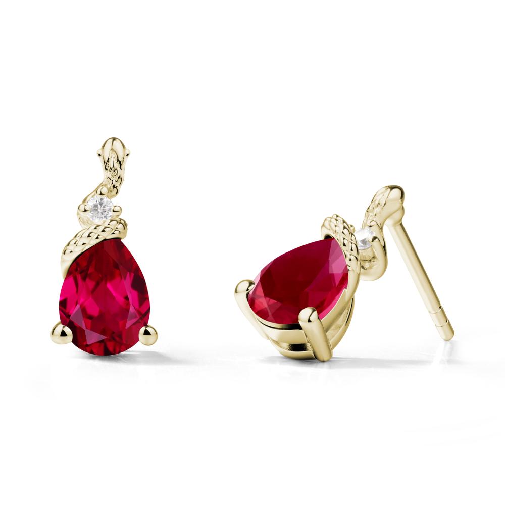 Pear Shaped Ruby Sanke Earrings - LUO Jewelry #metal_14k yellow gold