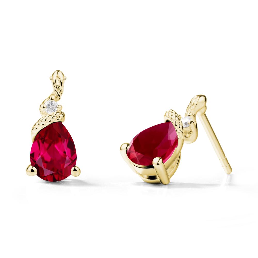 Pear Shaped Ruby Sanke Earrings - LUO Jewelry #metal_18k yellow gold