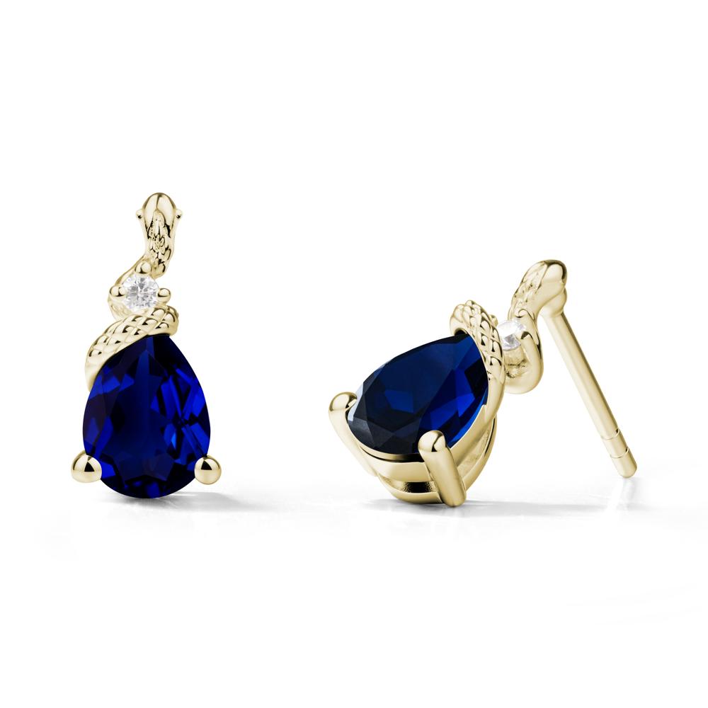 Sanke Inspired Teardrop Sapphire Earrings - LUO Jewelry #metal_14k yellow gold