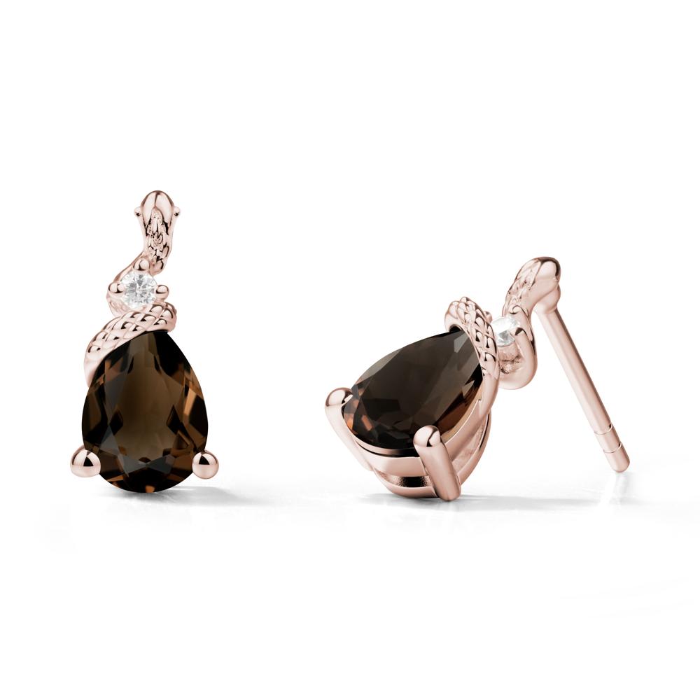Pear Shaped Smoky Quartz Sanke Earrings - LUO Jewelry #metal_14k rose gold