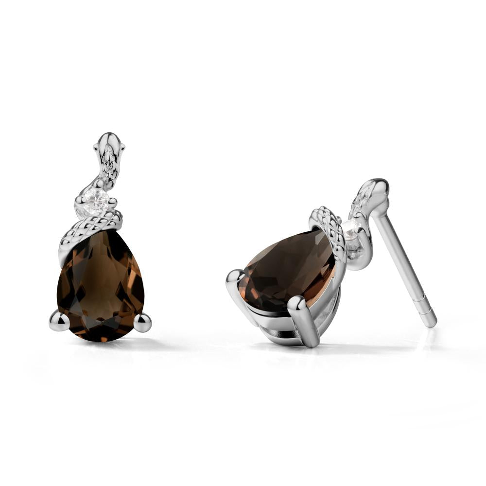 Pear Shaped Smoky Quartz Sanke Earrings - LUO Jewelry #metal_platinum
