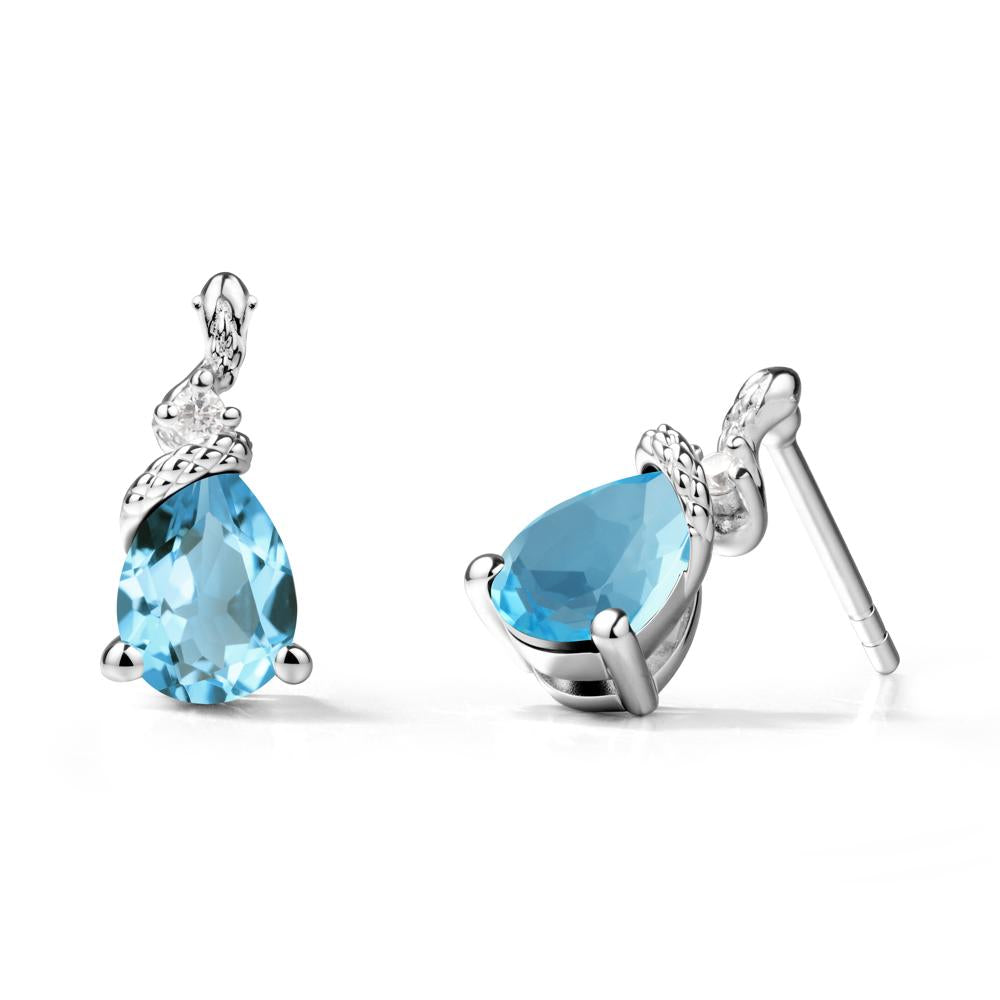 Sanke Inspired Teardrop Swiss Blue Topaz Earrings - LUO Jewelry #metal_sterling silver