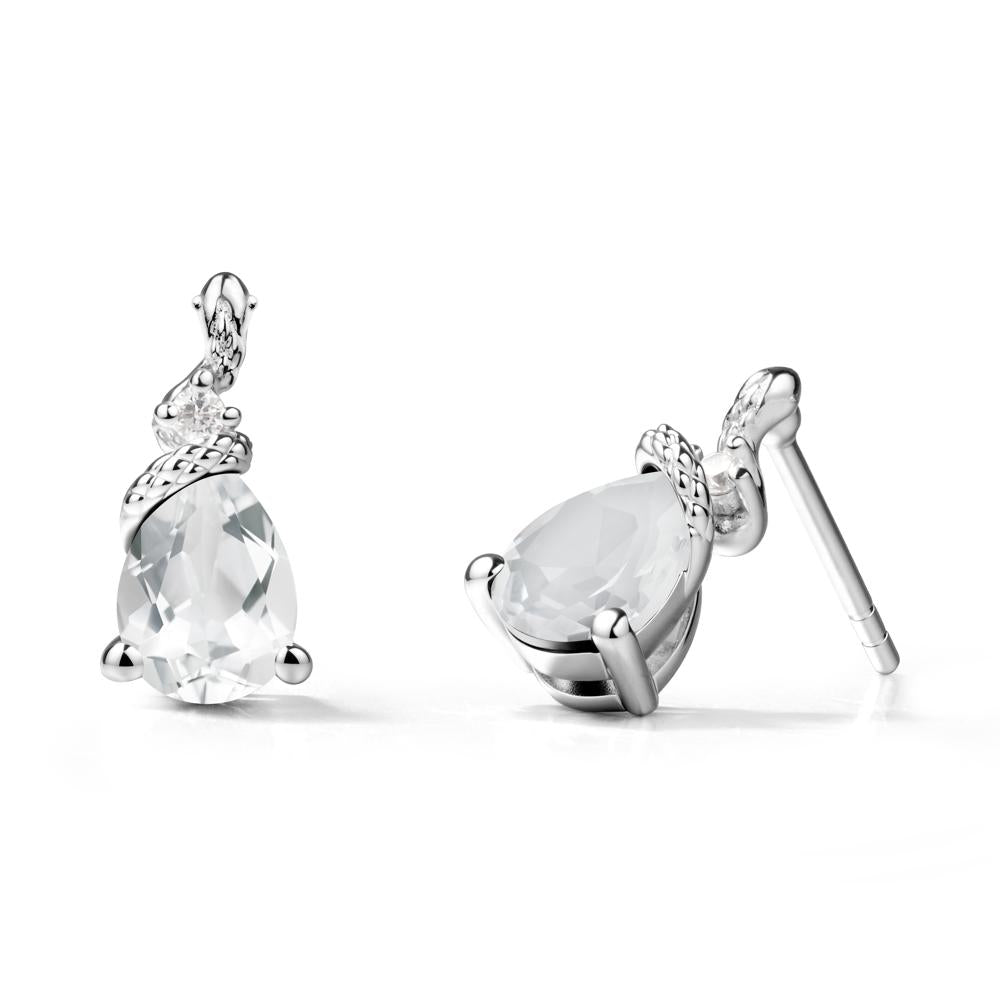 Pear Shaped White Topaz Sanke Earrings - LUO Jewelry #metal_18k white gold