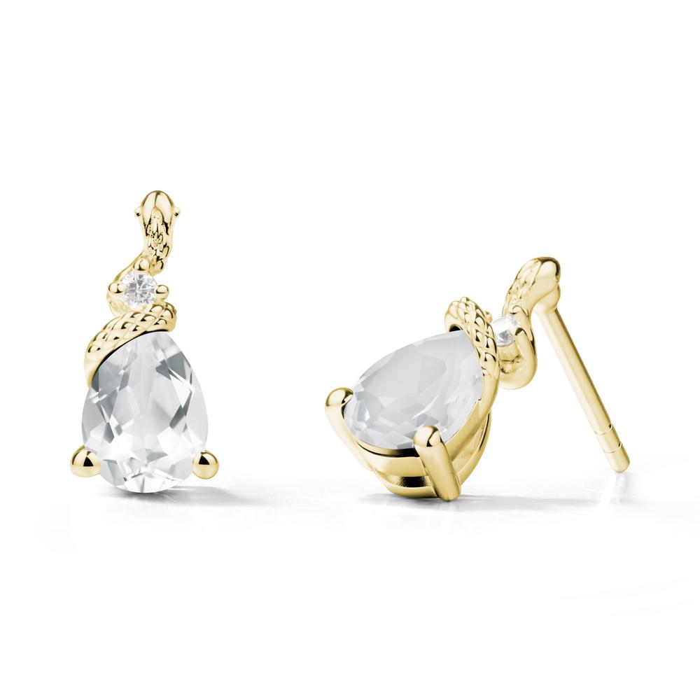 Pear Shaped White Topaz Sanke Earrings - LUO Jewelry #metal_18k yellow gold