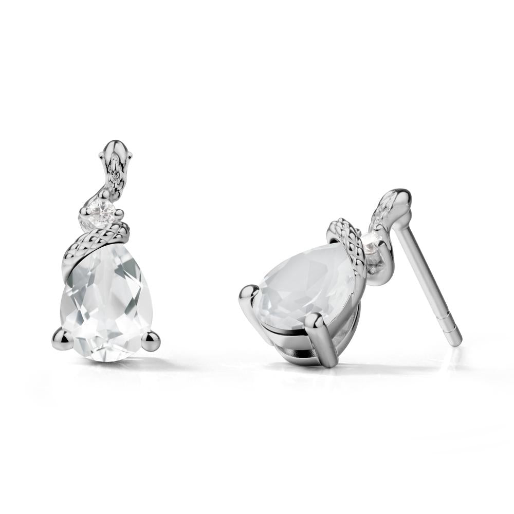Pear Shaped White Topaz Sanke Earrings - LUO Jewelry #metal_platinum