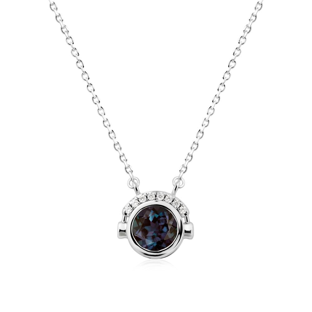 Round Alexandrite Headphones Necklace - LUO Jewelry #metal_18k white gold