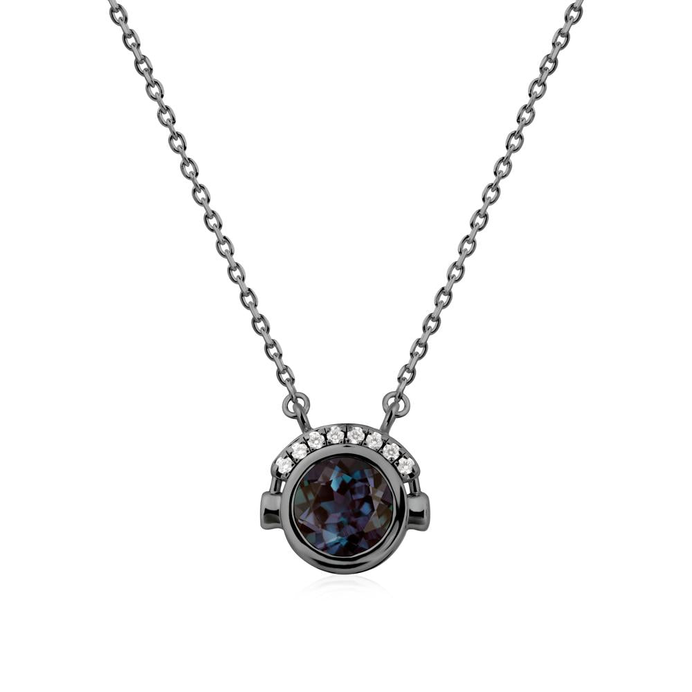 Round Alexandrite Headphones Necklace - LUO Jewelry #metal_black finish sterling silver