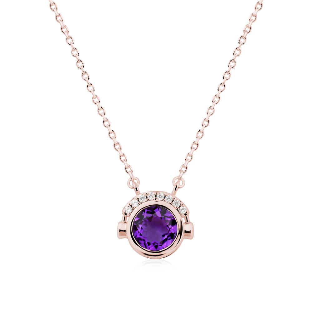 Headphones Inspired Bezel Amethyst Necklace - LUO Jewelry #metal_18k rose gold