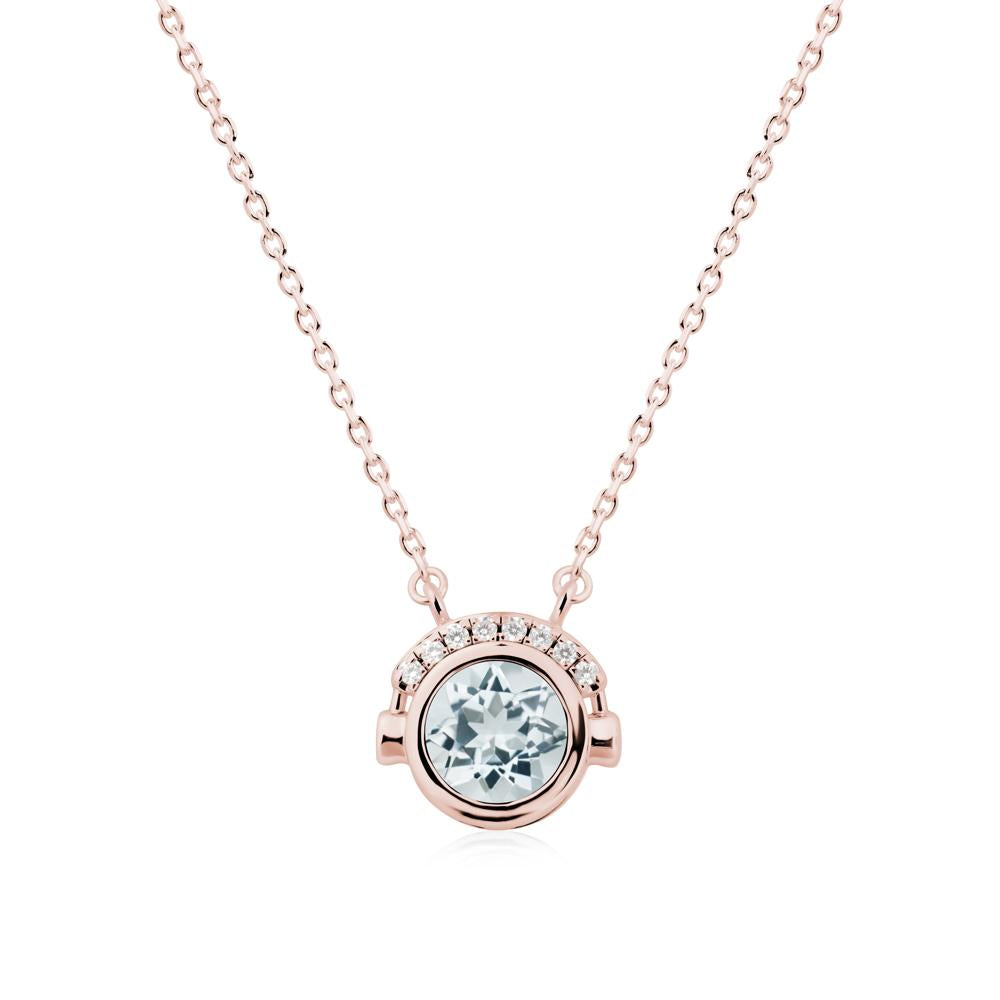 Playful Headphones Inspired Aquamarine Necklace - LUO Jewelry #metal_18k rose gold