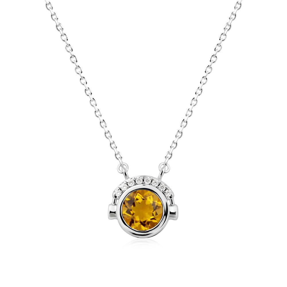 Playful Headphones Inspired Citrine Necklace - LUO Jewelry #metal_14k white gold