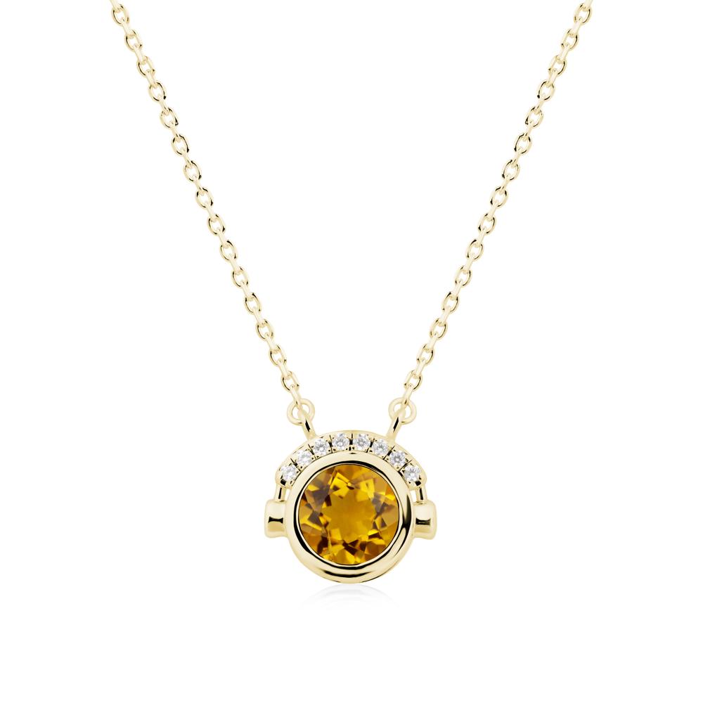 Playful Headphones Inspired Citrine Necklace - LUO Jewelry #metal_18k yellow gold