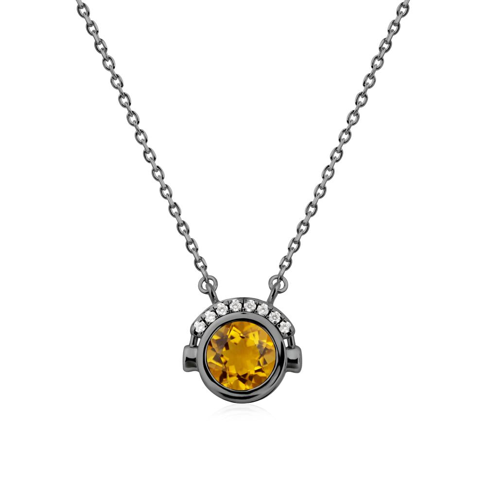Playful Headphones Inspired Citrine Necklace - LUO Jewelry #metal_black finish sterling silver
