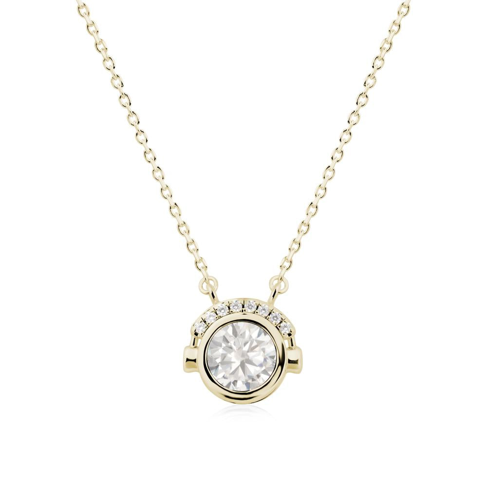 Round Cubic Zirconia Headphones Necklace - LUO Jewelry #metal_14k yellow gold