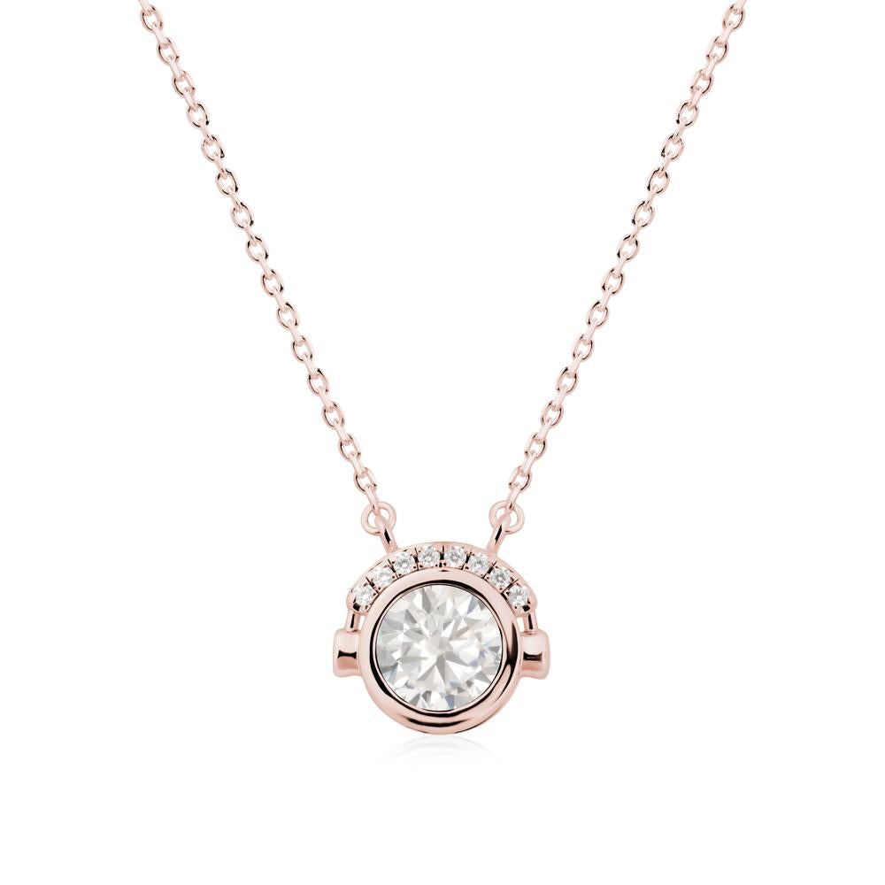 Round Cubic Zirconia Headphones Necklace - LUO Jewelry #metal_18k rose gold