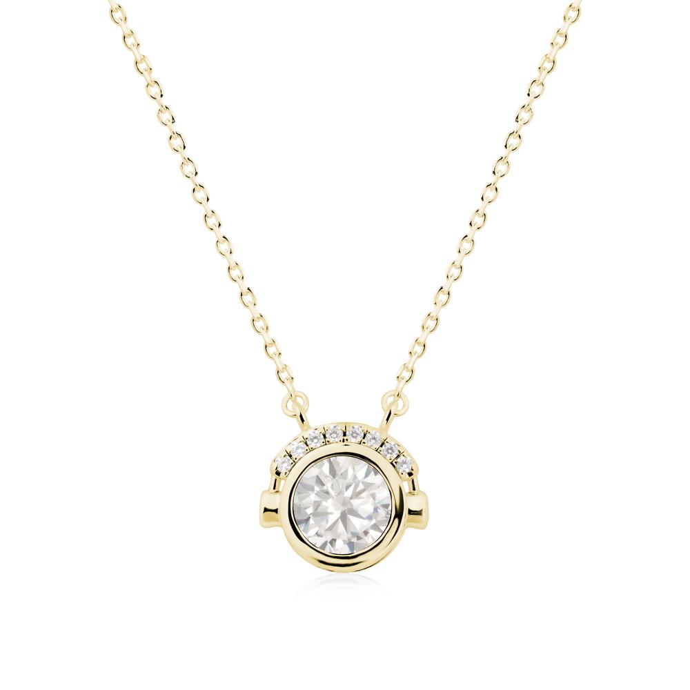 Round Cubic Zirconia Headphones Necklace - LUO Jewelry #metal_18k yellow gold