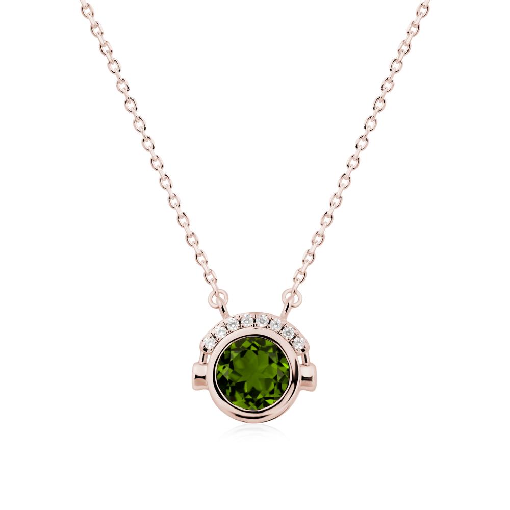 Headphones Inspired Bezel Diopside Necklace - LUO Jewelry #metal_14k rose gold