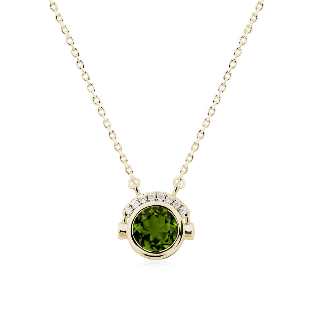 Headphones Inspired Bezel Diopside Necklace - LUO Jewelry #metal_14k yellow gold