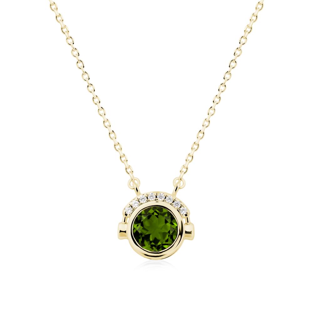 Headphones Inspired Bezel Diopside Necklace - LUO Jewelry #metal_18k yellow gold