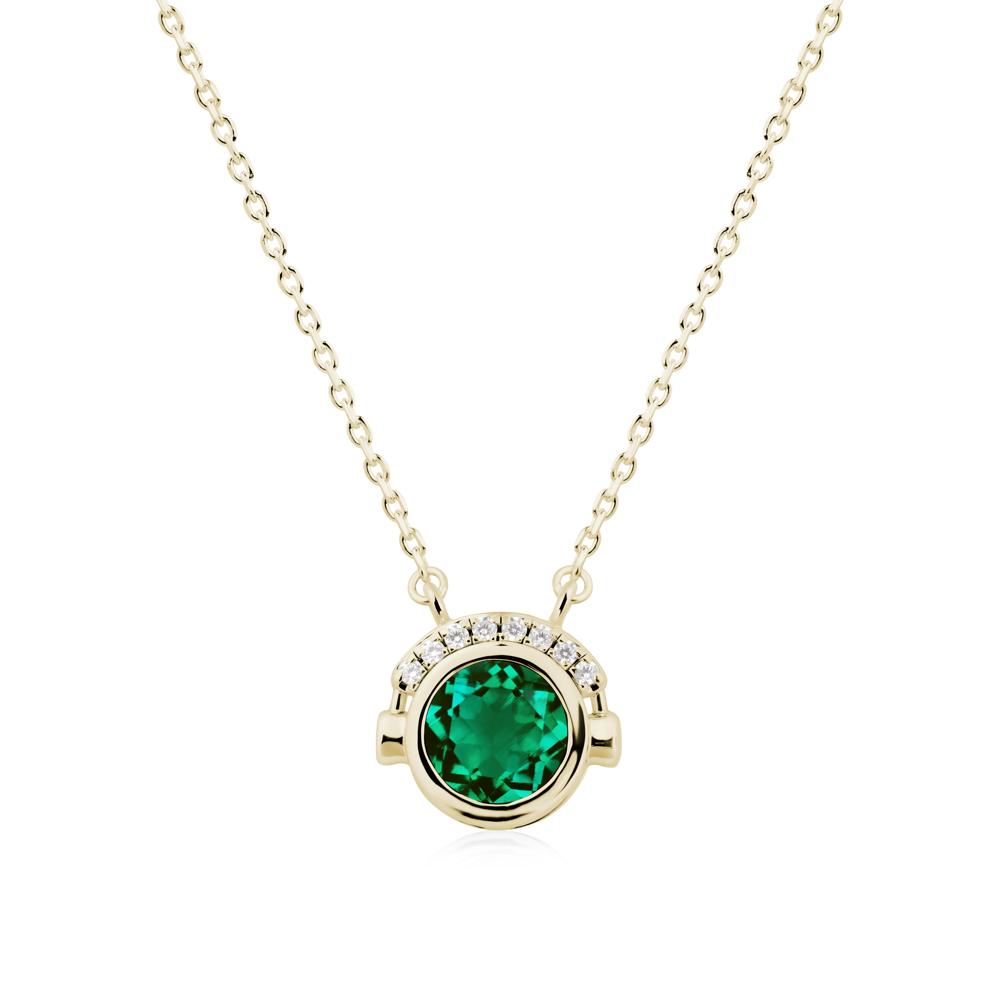 Playful Headphones Inspired Emerald Necklace - LUO Jewelry #metal_14k yellow gold
