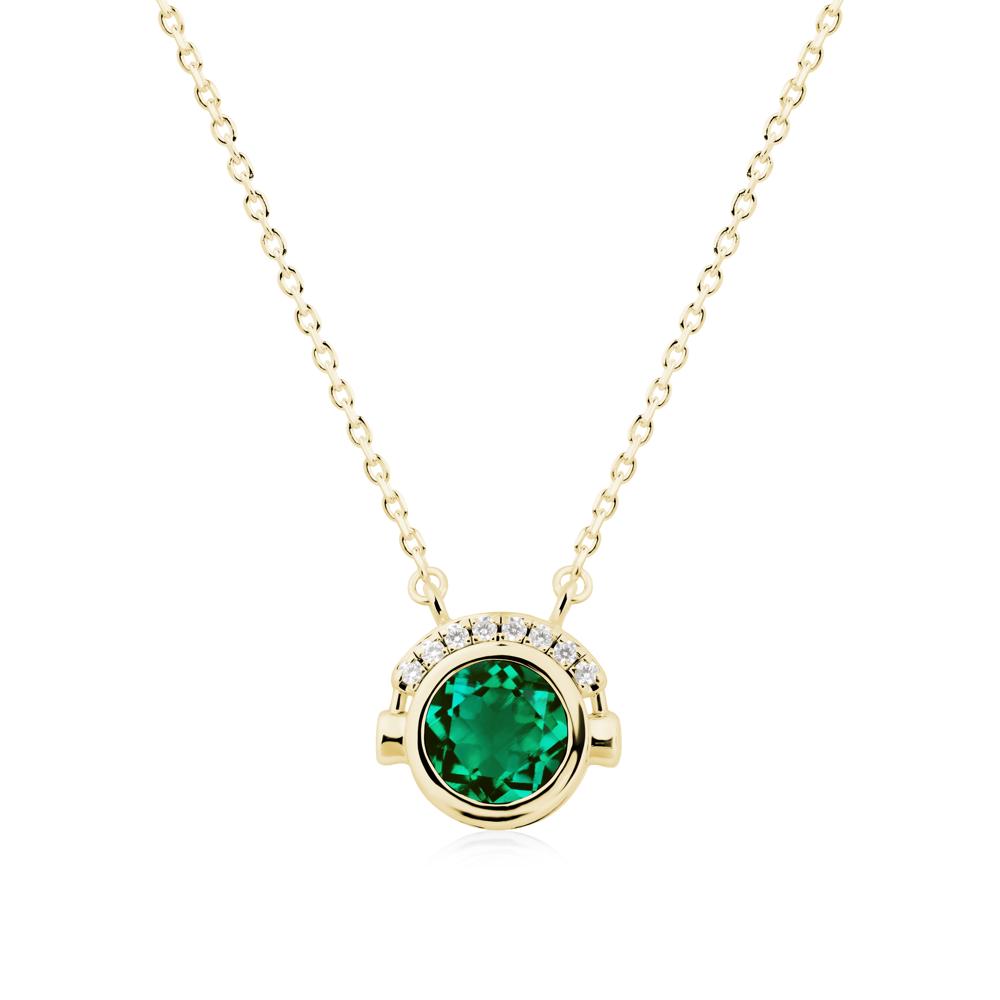 Playful Headphones Inspired Emerald Necklace - LUO Jewelry #metal_18k yellow gold