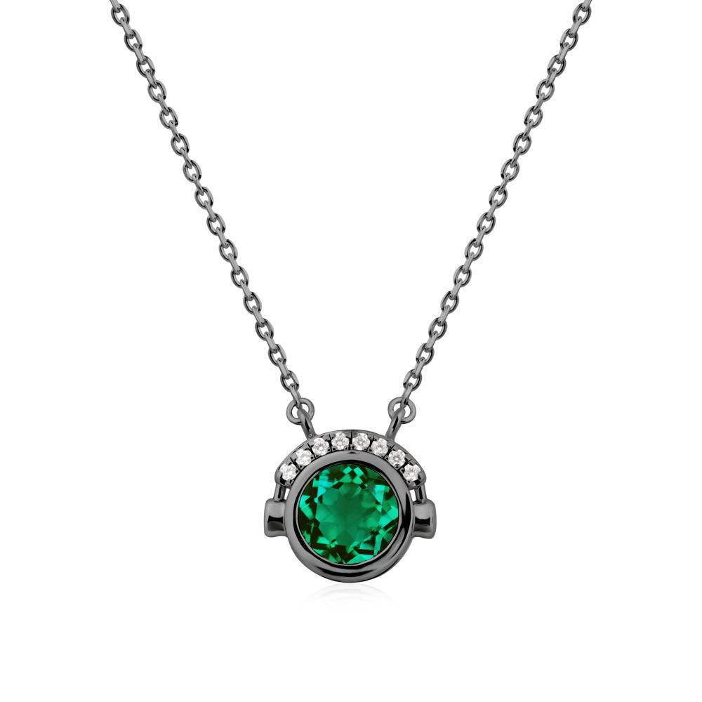 Playful Headphones Inspired Emerald Necklace - LUO Jewelry #metal_black finish sterling silver