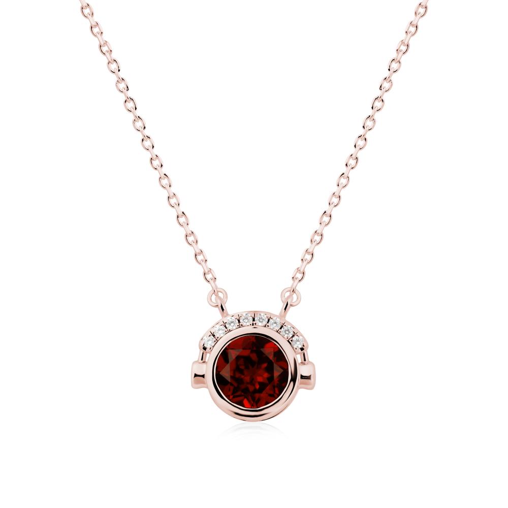 Round Garnet Headphones Necklace - LUO Jewelry #metal_18k rose gold