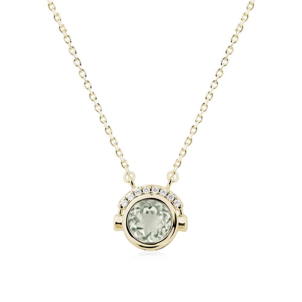 Headphones Inspired Bezel Green Amethyst Necklace - LUO Jewelry #metal_14k yellow gold