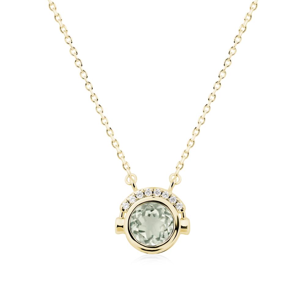 Headphones Inspired Bezel Green Amethyst Necklace - LUO Jewelry #metal_18k yellow gold