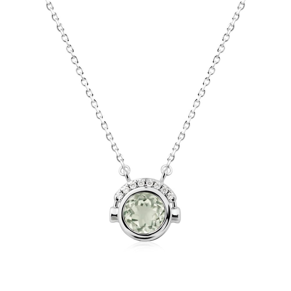Headphones Inspired Bezel Green Amethyst Necklace - LUO Jewelry #metal_sterling silver