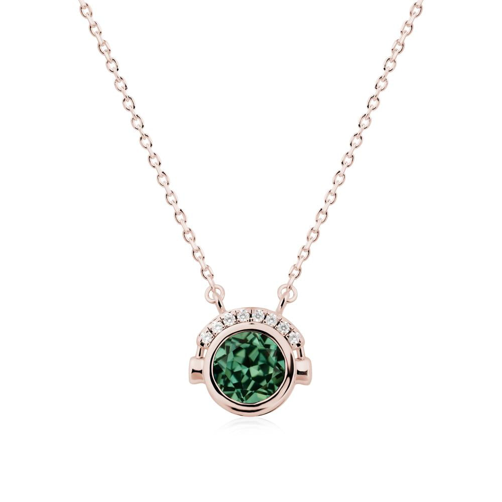 Playful Headphones Inspired Green Sapphire Necklace - LUO Jewelry #metal_14k rose gold