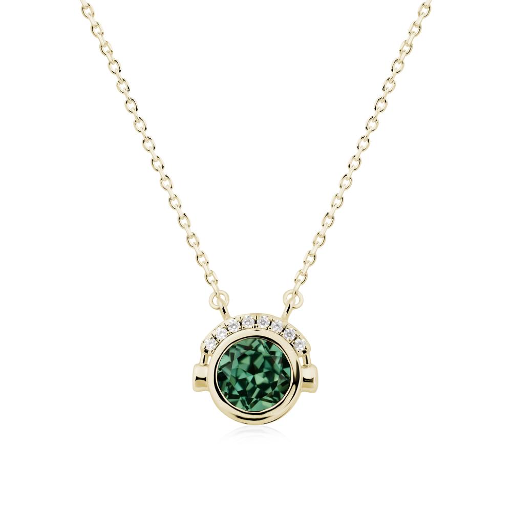 Playful Headphones Inspired Green Sapphire Necklace - LUO Jewelry #metal_14k yellow gold