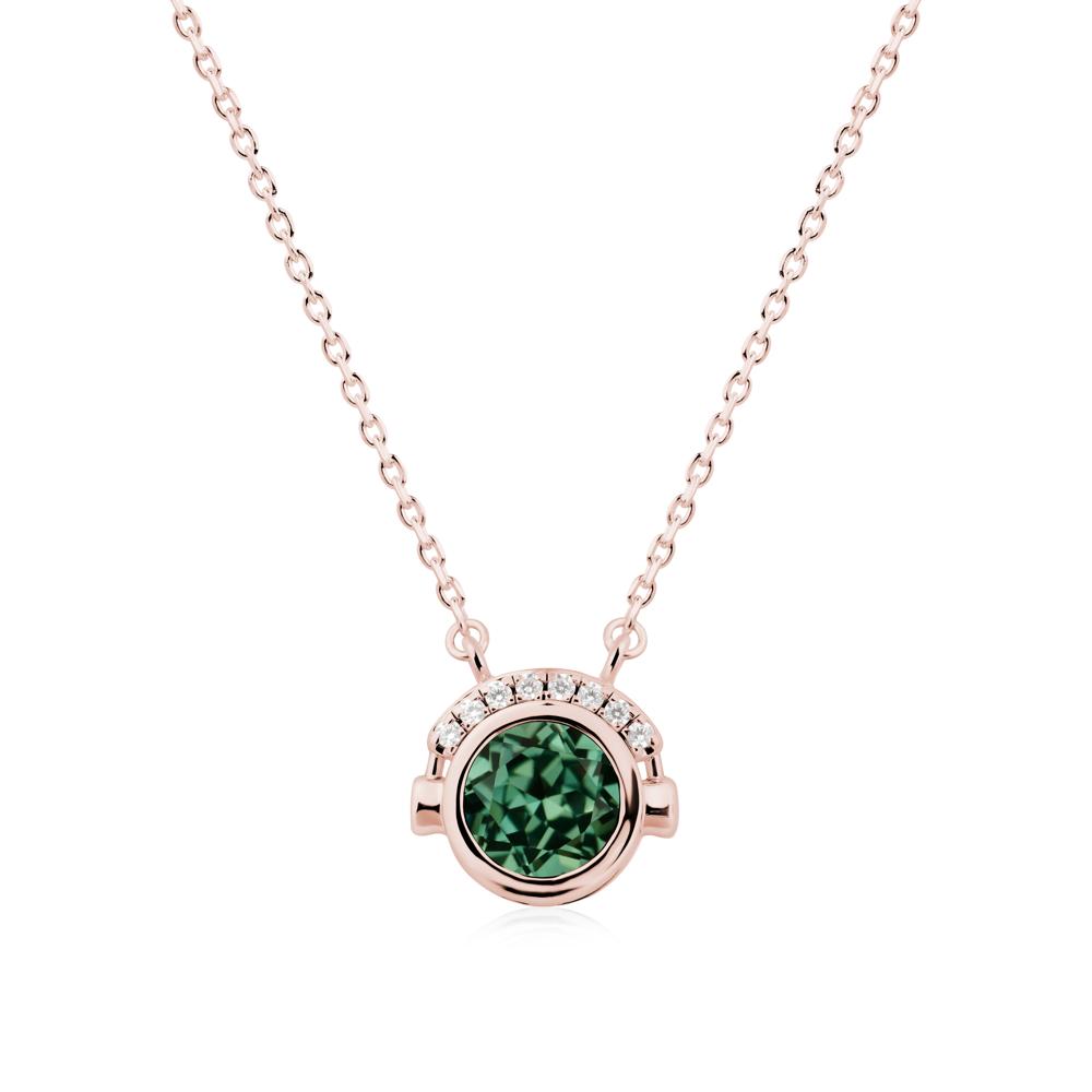 Playful Headphones Inspired Green Sapphire Necklace - LUO Jewelry #metal_18k rose gold