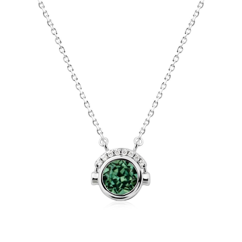 Playful Headphones Inspired Green Sapphire Necklace - LUO Jewelry #metal_18k white gold