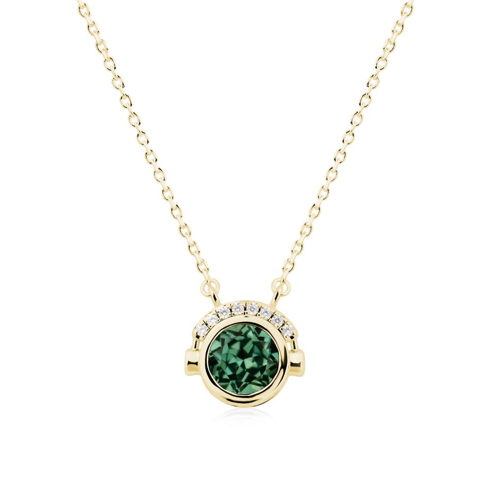 Playful Headphones Inspired Green Sapphire Necklace - LUO Jewelry #metal_18k yellow gold