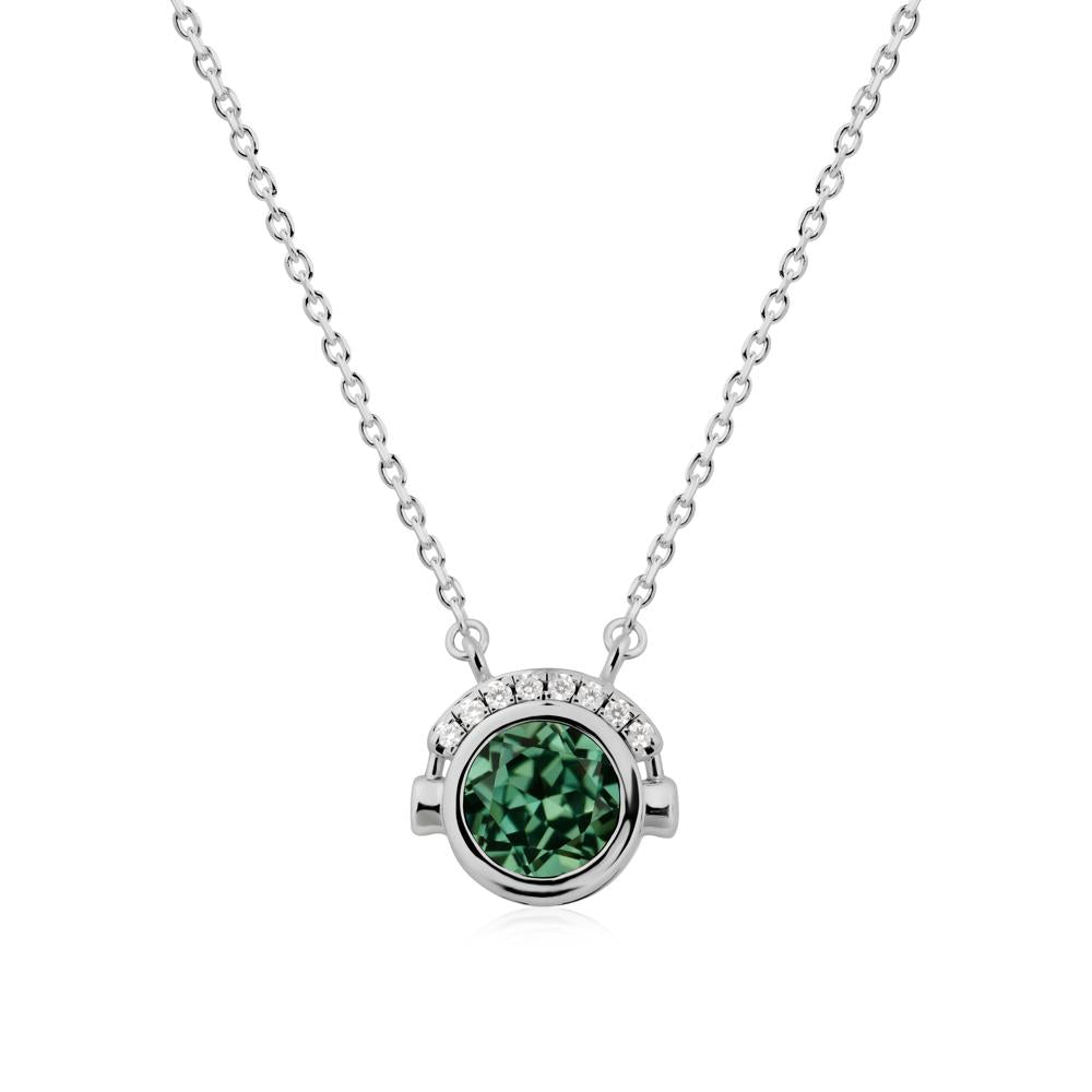 Playful Headphones Inspired Green Sapphire Necklace - LUO Jewelry #metal_platinum