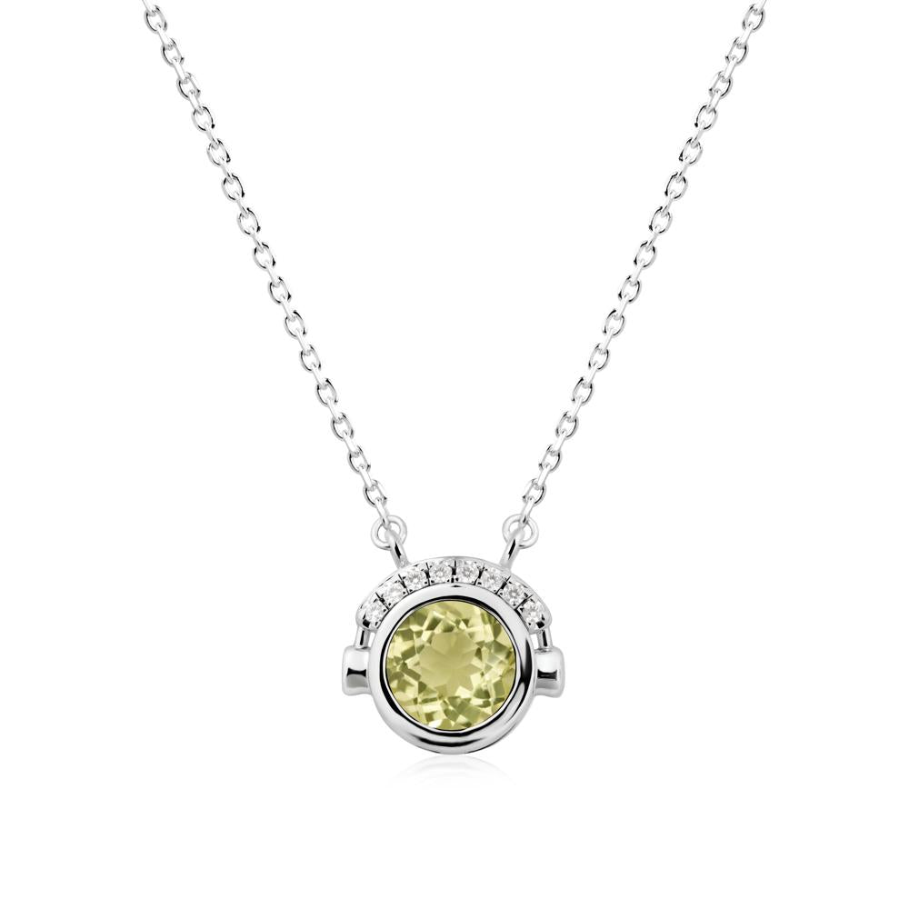 Round Lemon Quartz Headphones Necklace - LUO Jewelry #metal_14k white gold