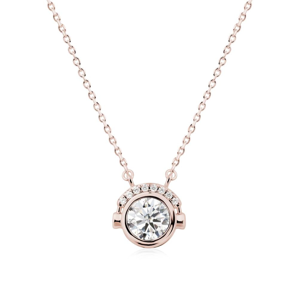 Round Moissanite Headphones Necklace - LUO Jewelry #metal_14k rose gold
