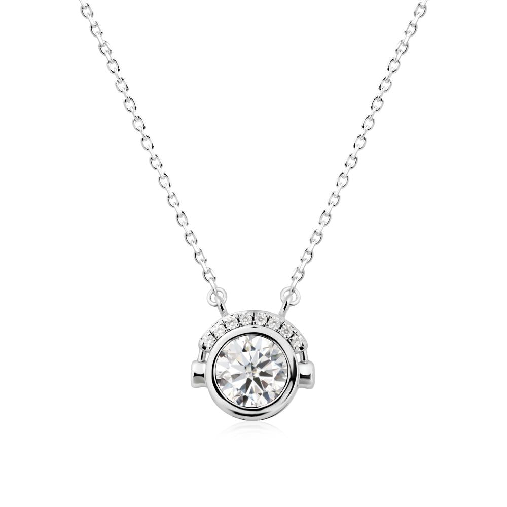 Round Moissanite Headphones Necklace - LUO Jewelry #metal_sterling silver