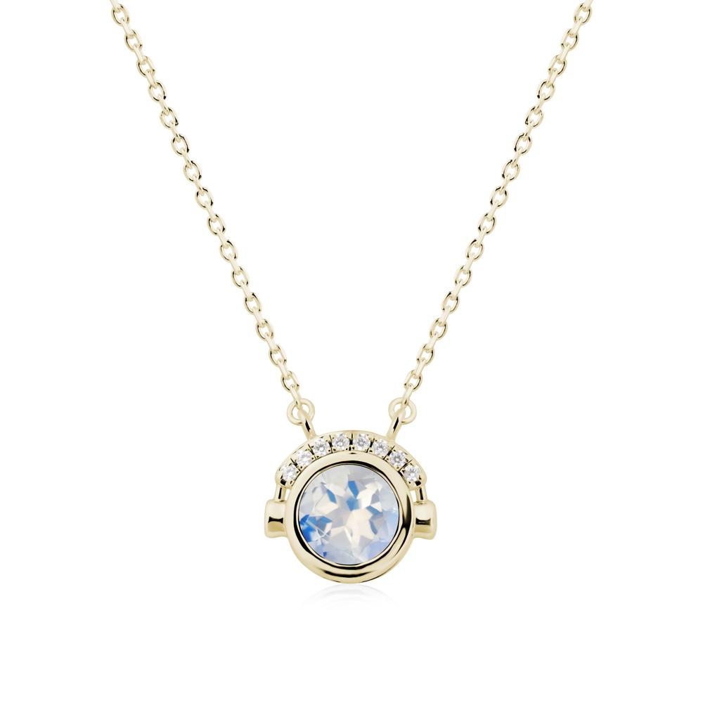 Headphones Inspired Bezel Moonstone Necklace - LUO Jewelry #metal_14k yellow gold