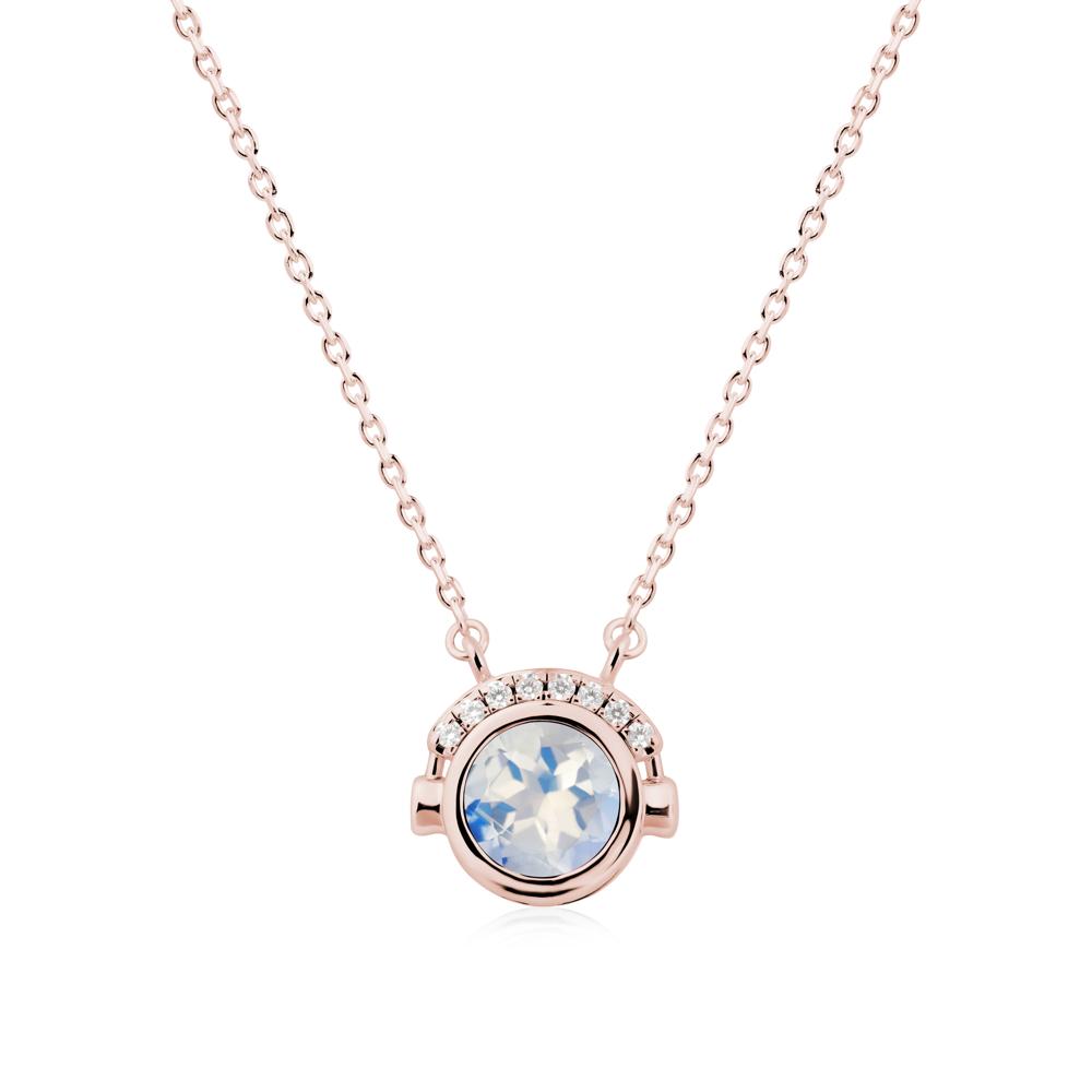 Headphones Inspired Bezel Moonstone Necklace - LUO Jewelry #metal_18k rose gold
