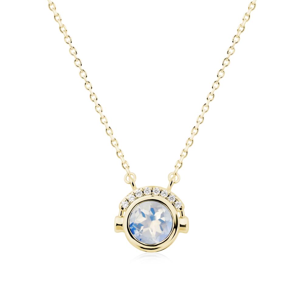 Headphones Inspired Bezel Moonstone Necklace - LUO Jewelry #metal_18k yellow gold