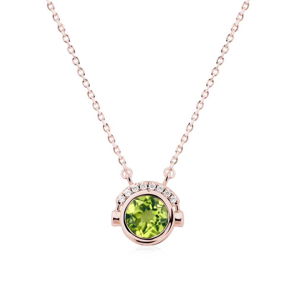 Headphones Inspired Bezel Peridot Necklace - LUO Jewelry #metal_18k rose gold