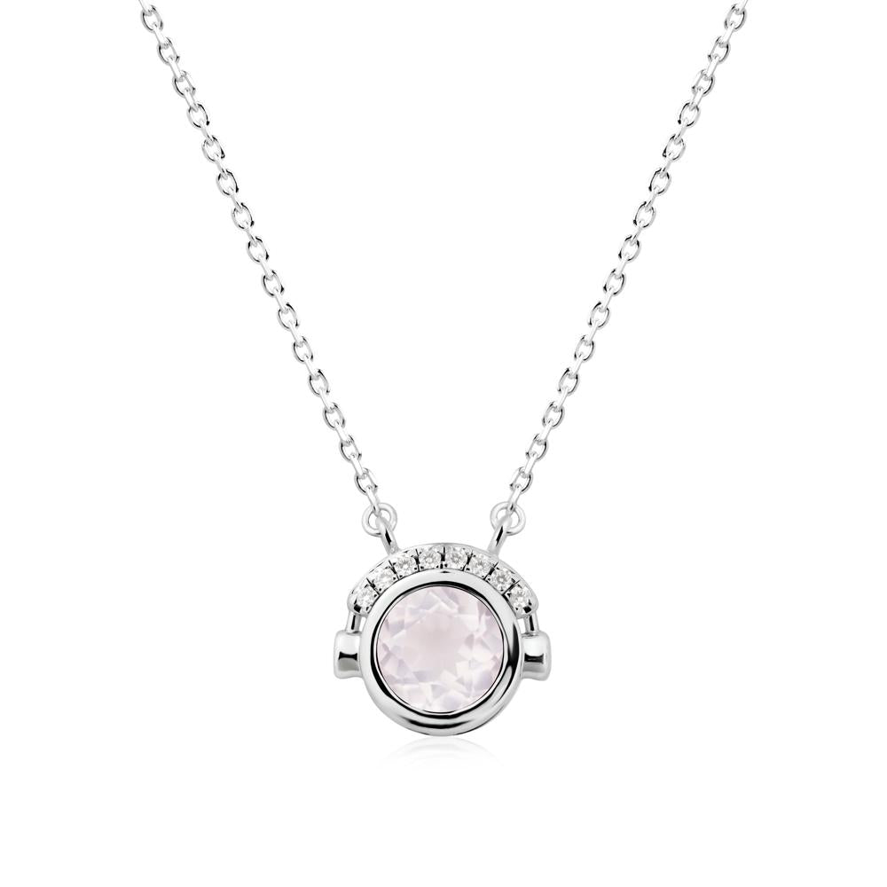 Playful Headphones Inspired Rose Quartz Necklace - LUO Jewelry #metal_18k white gold