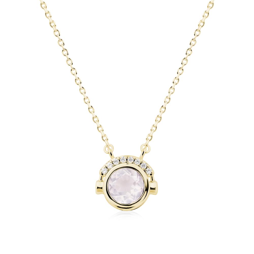 Playful Headphones Inspired Rose Quartz Necklace - LUO Jewelry #metal_18k yellow gold