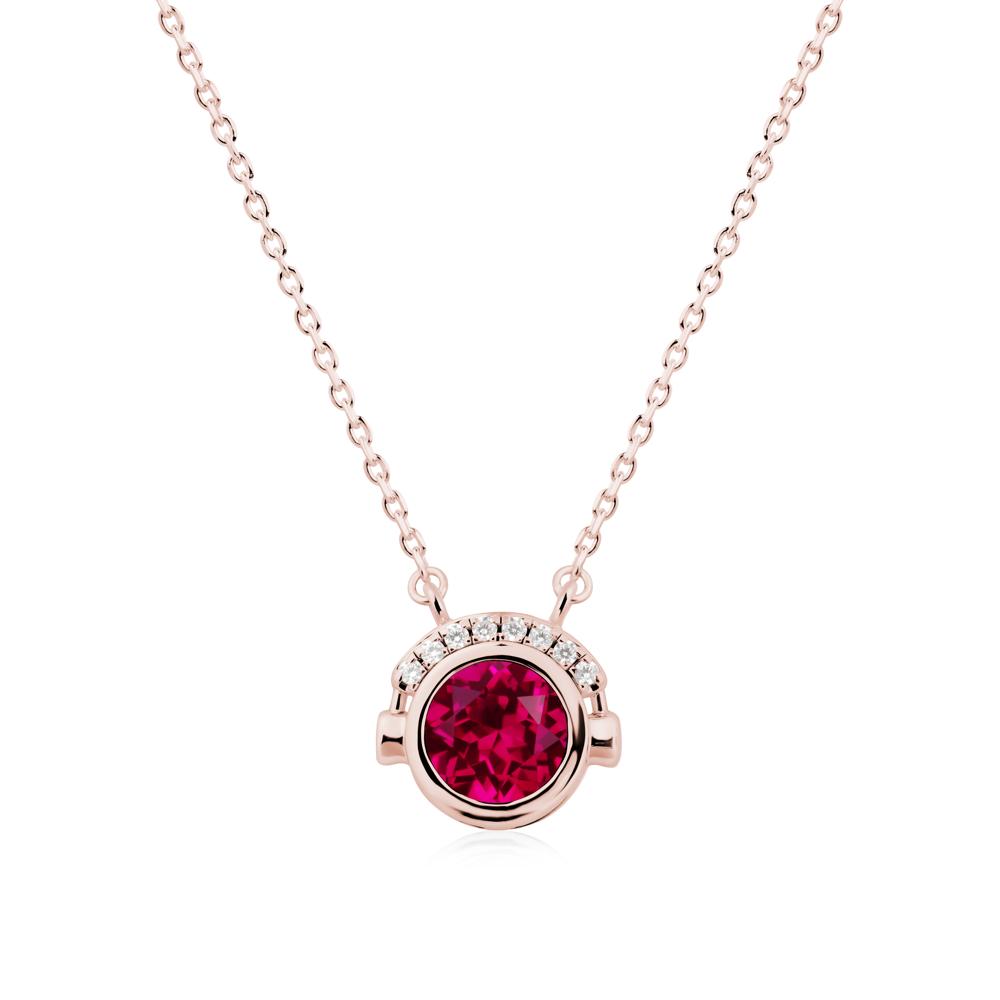 Headphones Inspired Bezel Ruby Necklace - LUO Jewelry #metal_18k rose gold