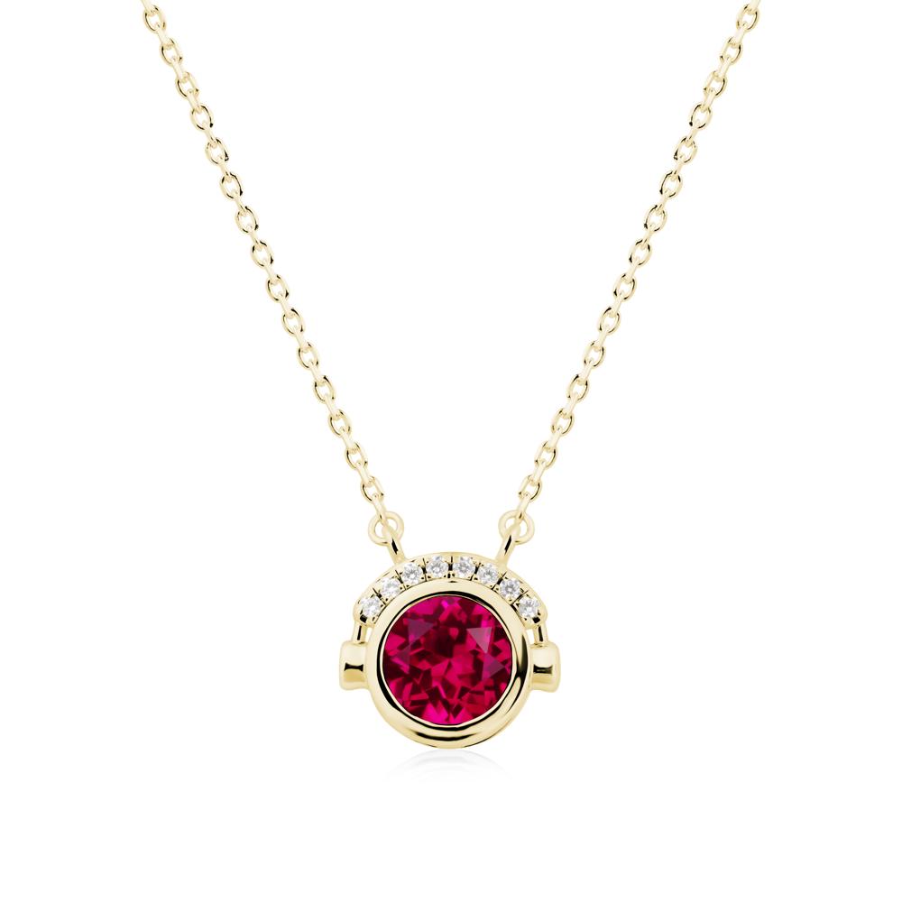 Headphones Inspired Bezel Ruby Necklace - LUO Jewelry #metal_18k yellow gold