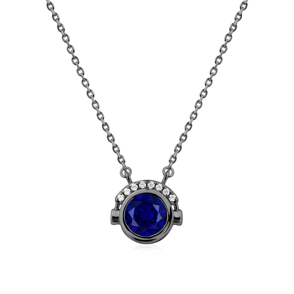 Playful Headphones Inspired Sapphire Necklace - LUO Jewelry #metal_black finish sterling silver
