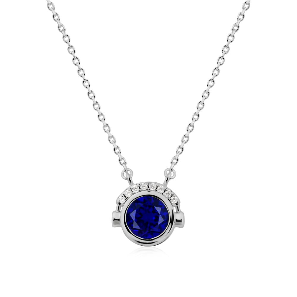 Playful Headphones Inspired Sapphire Necklace - LUO Jewelry #metal_platinum