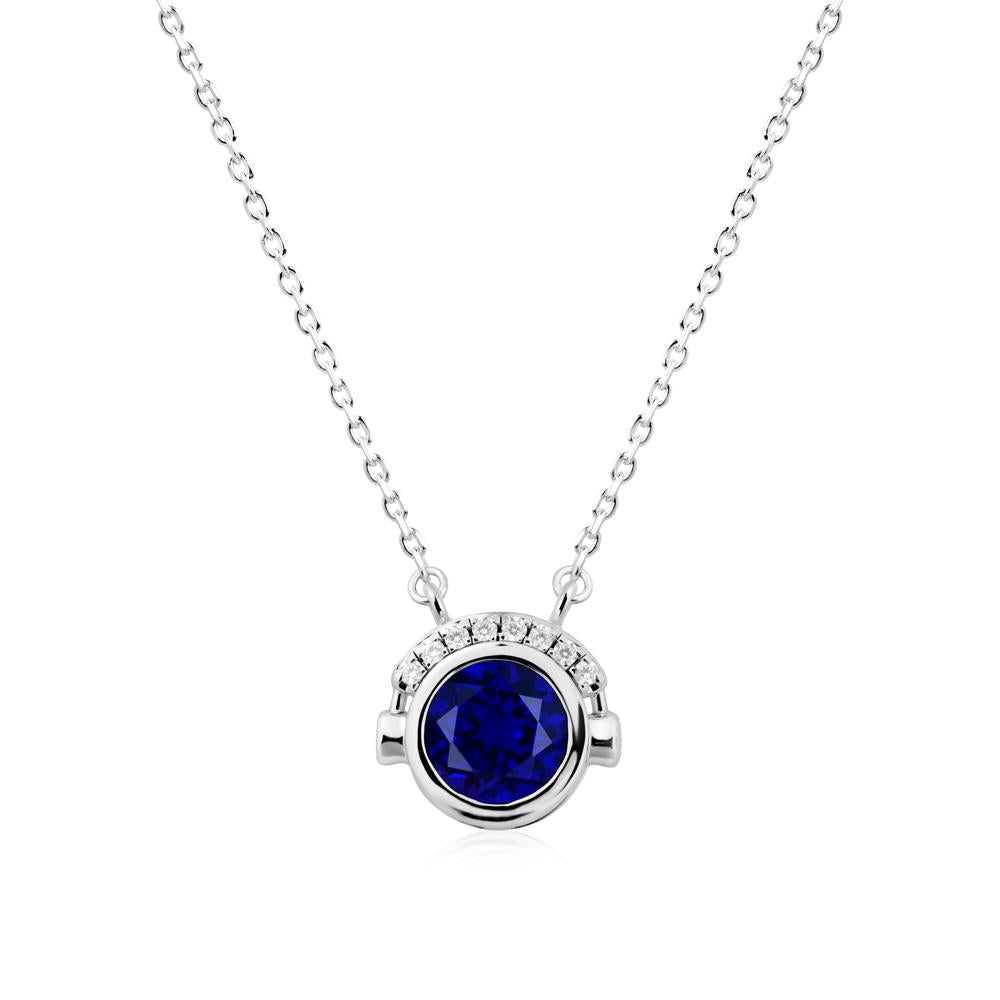 Playful Headphones Inspired Sapphire Necklace - LUO Jewelry #metal_sterling silver